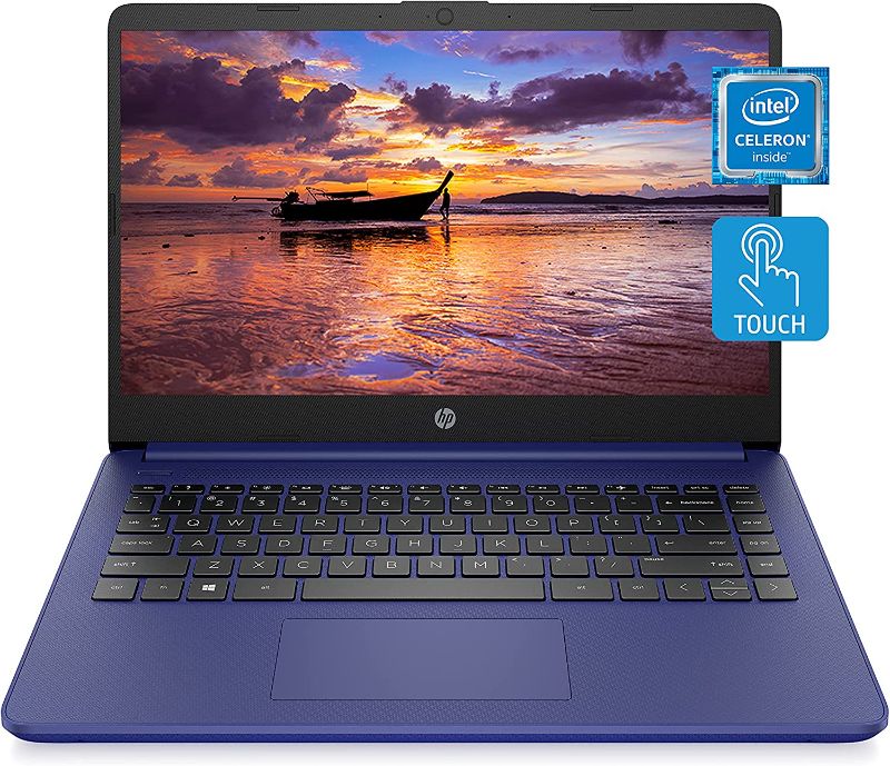 Photo 1 of HP 14 Laptop, Intel Celeron N4020, 4 GB RAM, 64 GB Storage, 14-inch HD Touchscreen, Windows 10 Home, Thin & Portable, 4K Graphics, One Year of Microsoft 365 (14-dq0050nr, 2021, Indigo Blue)
