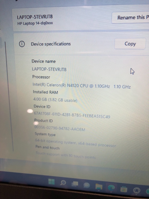 Photo 6 of HP 14 Laptop, Intel Celeron N4020, 4 GB RAM, 64 GB Storage, 14-inch HD Touchscreen, Windows 10 Home, Thin & Portable, 4K Graphics, One Year of Microsoft 365 (14-dq0050nr, 2021, Indigo Blue)
