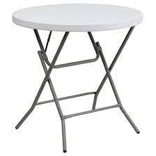 Photo 1 of **MINOR DAMAGE** Flash Furniture  2.63-ft x 2.63-ft Indoor Round Plastic White Folding Banquet Table (3-Person)
