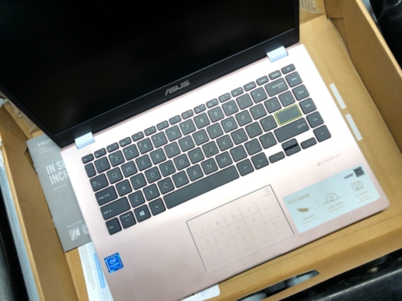 Photo 2 of ASUS E410MA 14" Laptop, Intel Celeron N4020, 4GB Memory, 64GB EMMC, Windows 11 Home (E410MA-PINK11-N)
