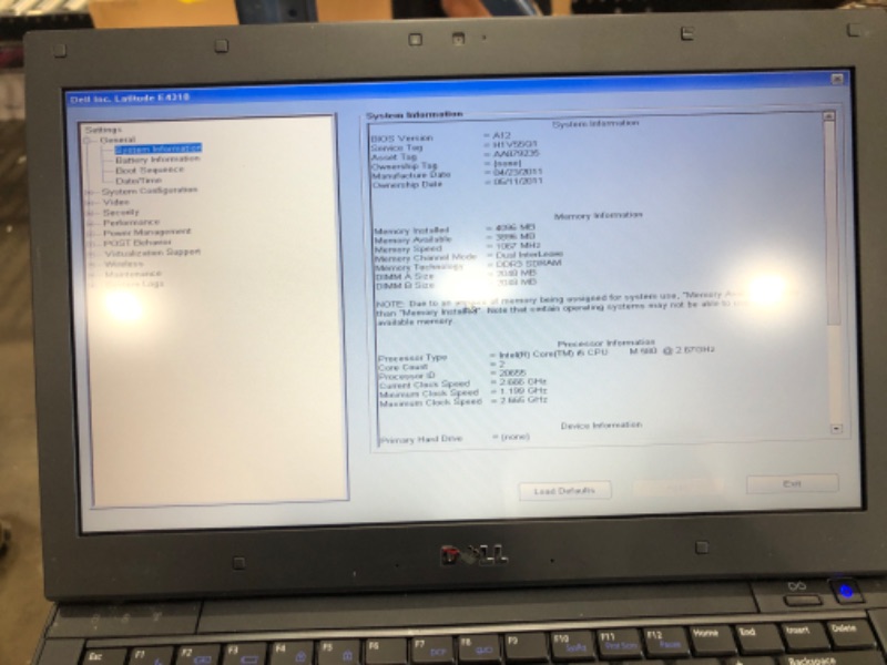 Photo 6 of **Error message on device** Dell Latitude E4310 Core i5-540M Dual-Core 2.53GHz 4GB 250GB DVD±RW 13.3" WLED Windows 7 Professional w/6-Cell & Bluetooth
