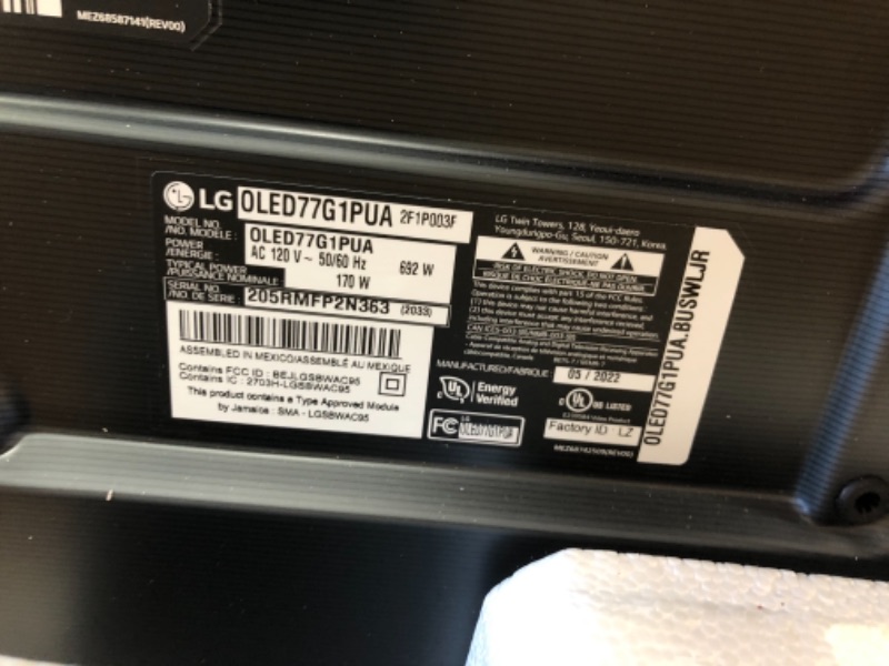 Photo 3 of **MISSING PARTS* READ BELOW* LG C2 Series 77-Inch Class OLED evo Gallery Edition Smart TV OLED77C2PUA, 2022 - AI-Powered 4K TV, Alexa Built-in 77 inch TV Only