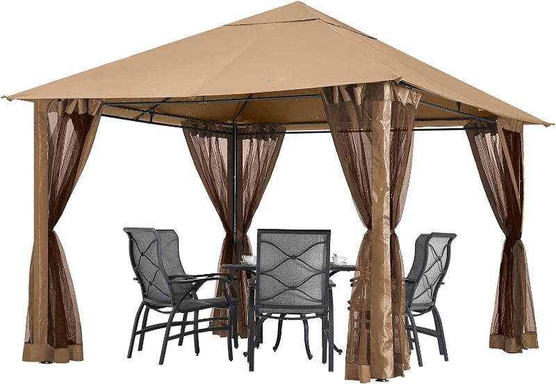 Photo 1 of **** USED ****
COOSHADE 10x10 Gazebos for Patios Outdoor Gazebo Canopy with Mosquito Netting(Beige)
