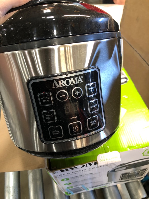 Photo 2 of **SEE NOTE** Aroma Digital Rice Cooker and Food Steamer, Silver, 8 Cup