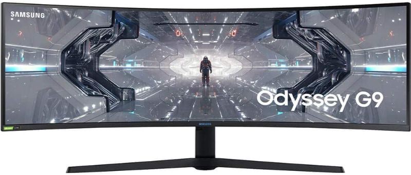 Photo 1 of SAMSUNG 49” Odyssey G9 Gaming Monitor, 1000R Curved Screen, QLED, Dual QHD Display, 240Hz, NVIDIA G-SYNC and FreeSync Premium Pro, , Black
