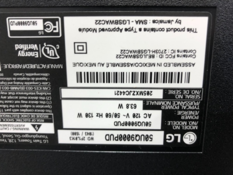 Photo 6 of SMALL LINE THROUGH SCREEN 
LG 50-Inch Class UQ9000 Series Alexa Built-in 4K Smart TV (3840 x 2160), 60Hz Refresh Rate, AI-Powered 4K, Cloud Gaming (50UQ9000PUD, 2022)
