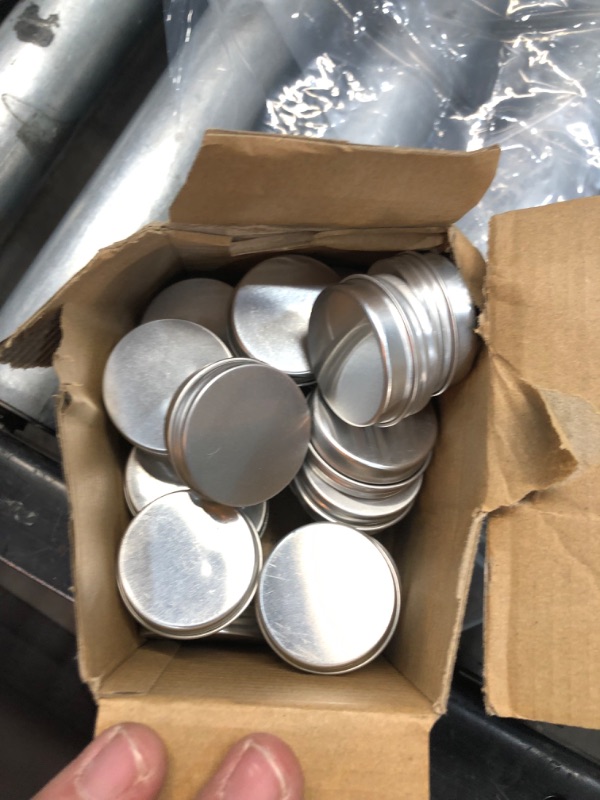 Photo 1 of 1/2 oz Metal Tins with Lids Mini Tin Containers Aluminum Small Round Tin Cans Silver Screw Top(24 Pack)
