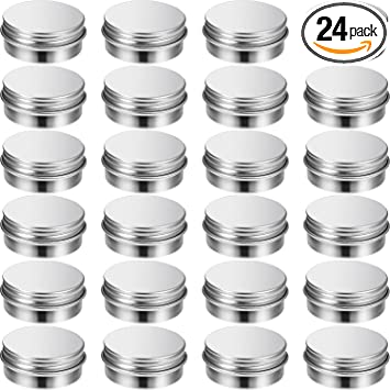 Photo 1 of 1/2 oz Metal Tins with Lids Mini Tin Containers Aluminum Small Round Tin Cans Silver Screw Top(24 Pack)
