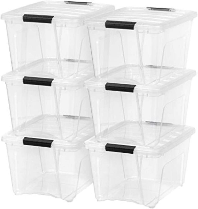 Photo 1 of 3 PACK Plastic Storage Bin Tote Organizing Container with Durable Lid and Secure Latching Buckles 