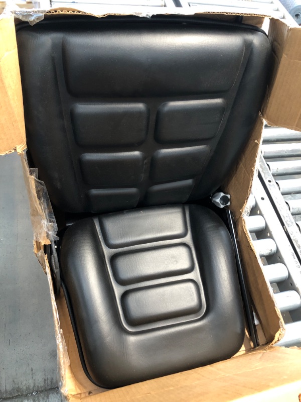 Photo 2 of VEVOR Black PVC Tractor Seat,Universal Forklift Seat,6"/150MM Adjustable Mower Seat, 3-Stage Weight Seat Including Seat Switch, 19" x 23" x 19" Skid Steer Seat, Fit Forklift, Tractor, Skid Loader