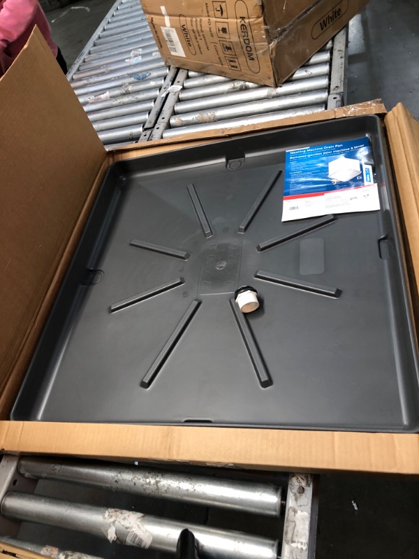 Photo 1 of Camco 20750 Washing Machine Drain Pan with PVC Fitting, 30-Inch x 32-Inch, Graphite - Protects Your Floors from Washing Machine Leaks - Easy to Use Standard Packaging Graphite 30" x 32"