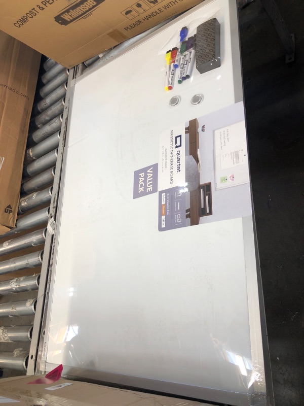 Photo 2 of Quartet Magnetic Whiteboard, 2' x 3' White Boards, Dry Erase Board Includes One Quartet dry erase marker & Marker Tray, Home Office Accessories, Euro Style Aluminum Frame (UKTE2436-ECR)