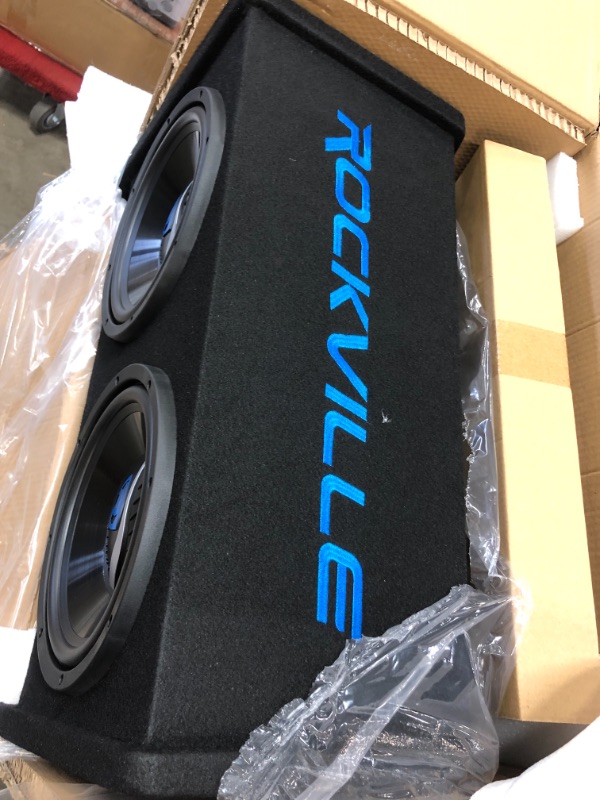 Photo 1 of Rockville RV1010P Dual 10" 1000w Car Audio Subwoofers in Vented Sub Enclosure Box Black Style: Dual 10"