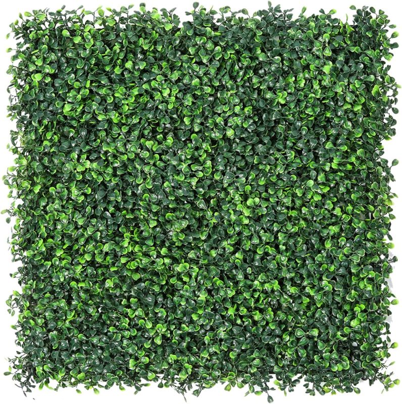 Photo 1 of 12 Pieces 20"x 20" Artificial Boxwood Panels Topiary Hedge Plant, Privacy Hedge Screen Sun Protected Suitable for Outdoor, Indoor, Garden, Fence, Backyard and Decor (12PCS)
