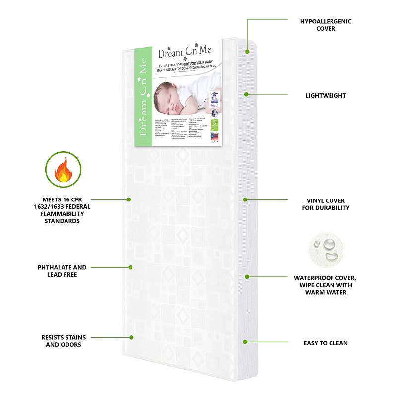 Photo 1 of Dream On Me Breathable Foam Crib and Toddler Bed Standard Mattress, 5 Inch
