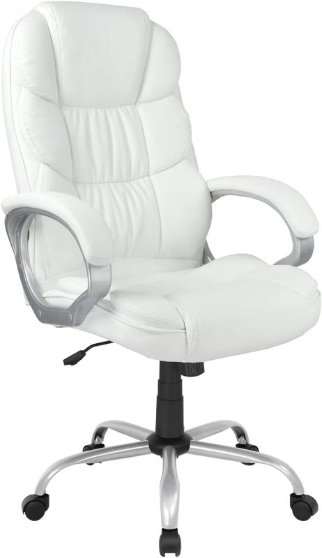 Photo 1 of Ergonomic Office Chair Cheap Desk Chair Computer Chair with Arms Modern Executive Rolling Swivel Chair for Back Pain Adults Women,White
