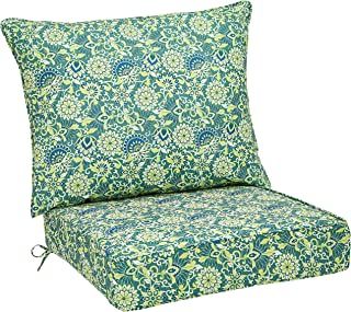 Photo 1 of Amazon Basics UV Resistant Deep Seat Patio Seat and Back Cushion Set - Green/Blue Flower