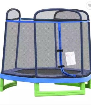 Photo 1 of 7FT Kids Trampoline Indoor Bouncer Jumper W/ Security Enclosure Net Spring Gym Play Children For 3-12 Years Old
