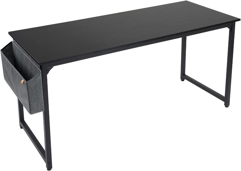 Photo 1 of CubiCubi Study Computer Desk 55" Home Office Writing Desk, Modern Simple Style PC Table, Black Metal Frame, Black
