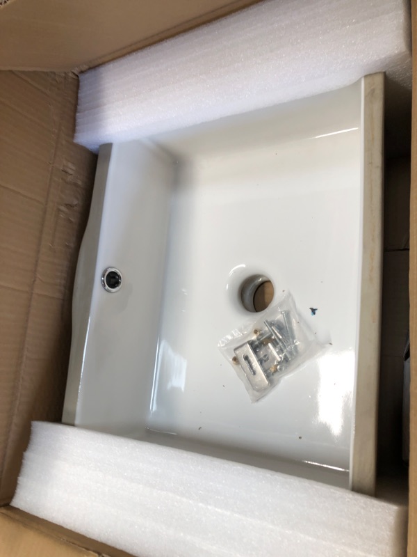 Photo 2 of AMASHEN 14.6" x 11" Undermount Bathroom Sink White Rectangular Porcelain Ceramic Vanity Basin with Overflow
