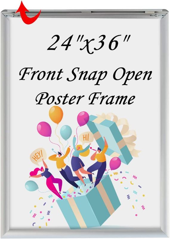 Photo 1 of 24 x 36 Inches Picture Frame - 24x36 Poster Frame Wall Mounting Document Certificate Frames - Aluminum with 1 PVC Transparent Protective Film, 1" Profile Silver Wall Mounted Display Picture/Photo
