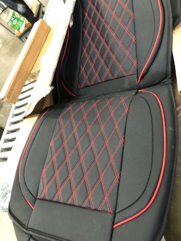 Photo 2 of 5 Seat Covers, MIROZO Vehicle Cushion Cover Breathable Universal Fit for Most Sedan, Truck and SUV for Tacoma Rogue CX5 Chevy Black Red Full Set 5PCS Full Set