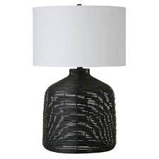 Photo 1 of **MINOR SCUFFS FROM SHIPPING** Jolina 26.5 in. Black Rattan Table Lamp