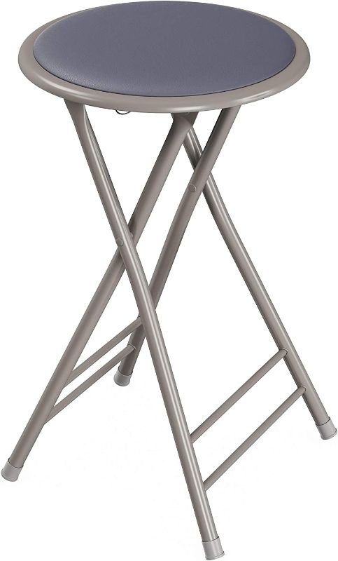 Photo 1 of 24-Inch Counter Height Bar Stool – Backless Folding Chair with 300lb Capacity for Kitchen, Recreation Room, or Game Room by Trademark Home (Gray) Set of 1
