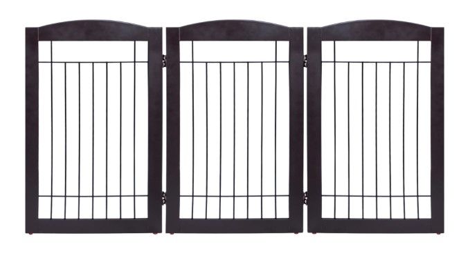 Photo 1 of **MINOR DAMAGE** SPIRICH HOME 20In 3-Panel Steel Wire Pet Gate White & Espresso
