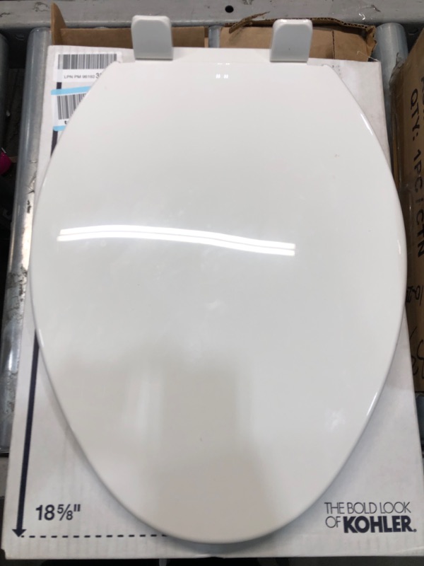 Photo 2 of **MISSING HARDWARE** KOHLER 20110-0 Brevia Elongated Toilet Seat with Grip-Tight Bumpers, Quiet Close, Attach Hardware, Quick-Release Hinges, White Elongated White Quiet-Close