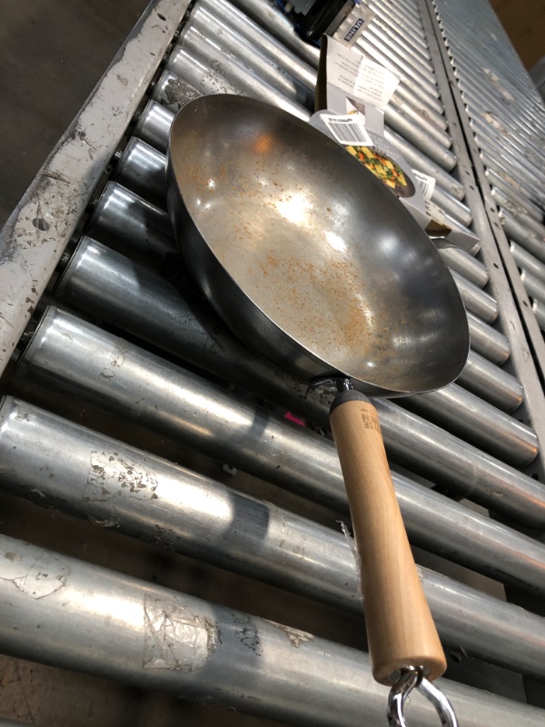Photo 2 of **USED NEEDS CLEANING RUST WARE** Joyce Chen 21-9979, Classic Series Carbon Steel Stir Fry Pan, 12-Inch,Silver 12-Inch Fry Pan