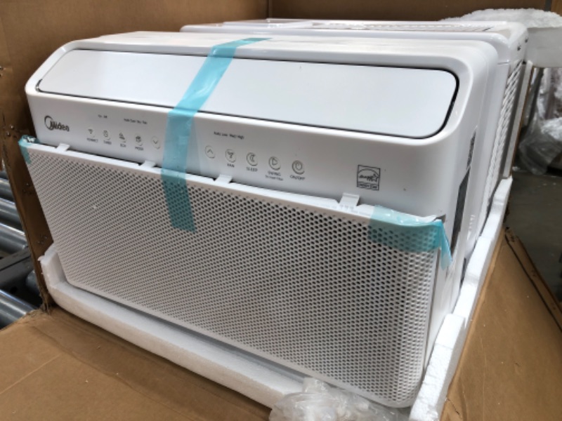 Photo 1 of Midea 8,000 BTU U-Shaped Smart Inverter Window Air Conditioner–Cools up to 350 Sq. Ft., Ultra Quiet with Open Window Flexibility, Works with Alexa/Google Assistant, 35% Energy Savings, Remote Control 8000 BTU AC