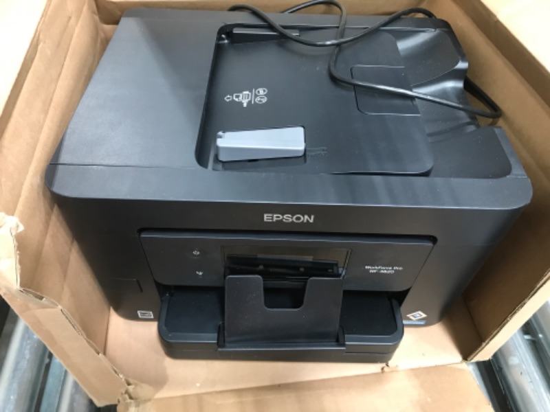 Photo 2 of Epson Workforce Pro WF-3820 All-in-One Wireless Color Inkjet Printer, Black - Print Scan Copy Fax - 2.7" Touchscreen, 21 ppm, 4800 x 2400 dpi, 8.5 x 14, Auto 2-Sided Printing, 35-Sheet ADF, Ethernet
