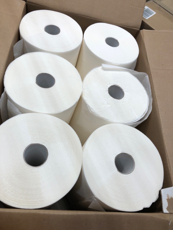 Photo 2 of High Capacity TAD Towel rolls, 10" Roll, White, 6 Rolls Premium Quality Fits Touchless Automatic roll Towel Dispenser