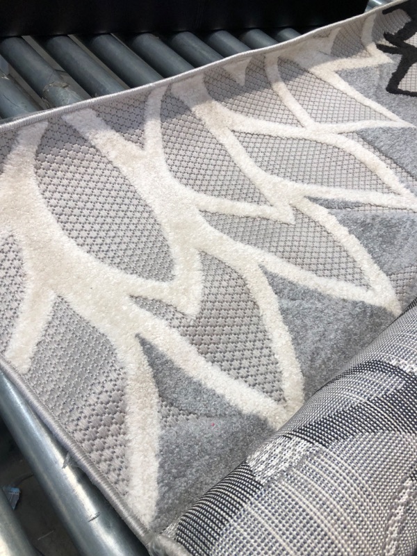 Photo 1 of **used, needs cleaning**
 Aloha Indoor/Outdoor Floral Black White 6' x 9' Area Rug, (6' x 9') 6' x 9' Black White