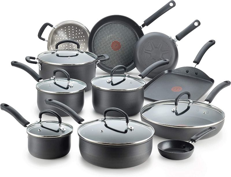 Photo 1 of **Missing Pieces**T-fal Ultimate Hard Anodized Nonstick 17 Piece Cookware Set, Black