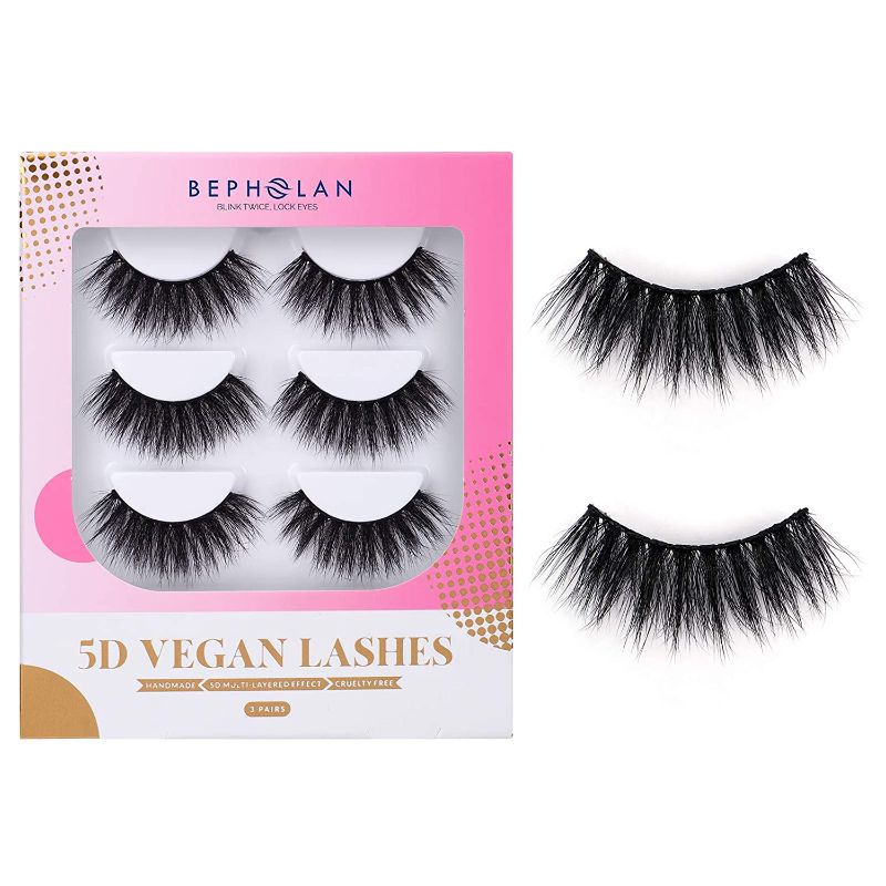 Photo 1 of BEPHOLAN 5D Vegan Lashes 3 PAIRS-2 PK- LAYERED EFFECT