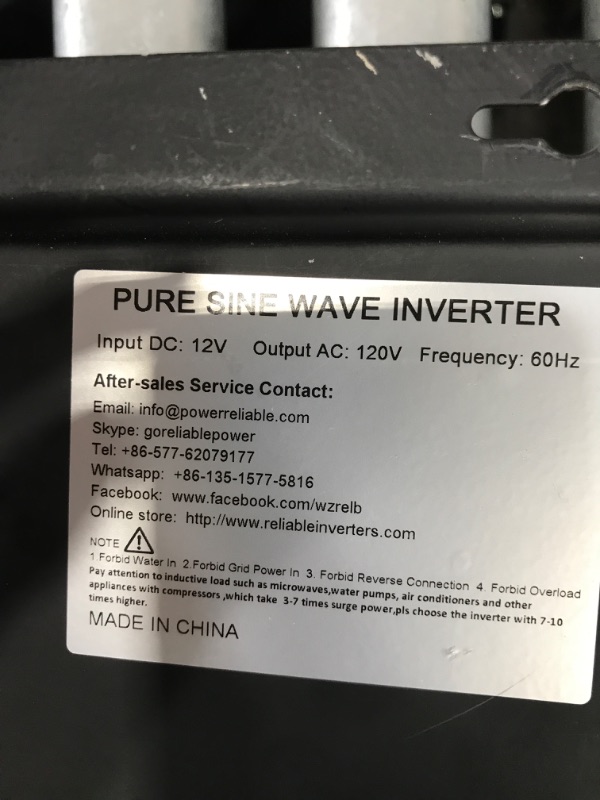 Photo 2 of (PARTS ONLY)WZRELB RBP-500012S Pure Sine Wave 5000W (10000W Surge) 12V Power Inverter DC to AC Power - Solar, RV