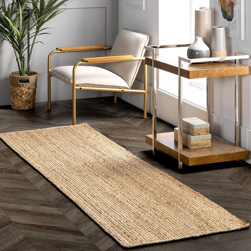 Photo 1 of **MINOR WEAR & TEAR**nuLOOM Rigo Hand Woven Farmhouse Jute Runner Rug, 2' 6" x 16', Natural
