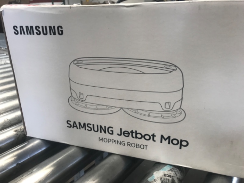 Photo 7 of (NO REMOTE, lightly used) SAMSUNG Jetbot Mop, Cordless Robot Floor Cleaner, Wet Cleaning w/ Dual Spinning Pads, Smart Sensor to Clean Tile, Vinyl, Laminate, Hardwood Floors, Long Battery Life, VR20T6001MW, White