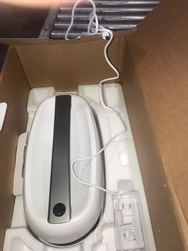 Photo 2 of (NO REMOTE, lightly used) SAMSUNG Jetbot Mop, Cordless Robot Floor Cleaner, Wet Cleaning w/ Dual Spinning Pads, Smart Sensor to Clean Tile, Vinyl, Laminate, Hardwood Floors, Long Battery Life, VR20T6001MW, White