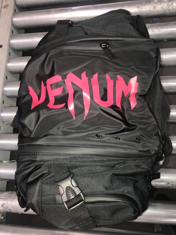 Photo 1 of Black Venum Red Lettering Black Compartmentalized Backpack, Heavy Duty, (LIKE NEW) VENUM TRAINING GYM SPORT BACKPACK BAG BLACK RED 27X17INCHES APPROX.