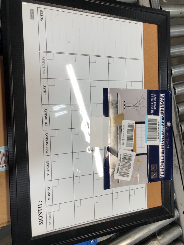 Photo 2 of Quartet Combination Magnetic Whiteboard Calendar & Corkboard, 17" x 23" Combo Dry Erase White Board & Cork Bulletin Board, Perfect for Office, Home School Message Board, Black Frame (79275)