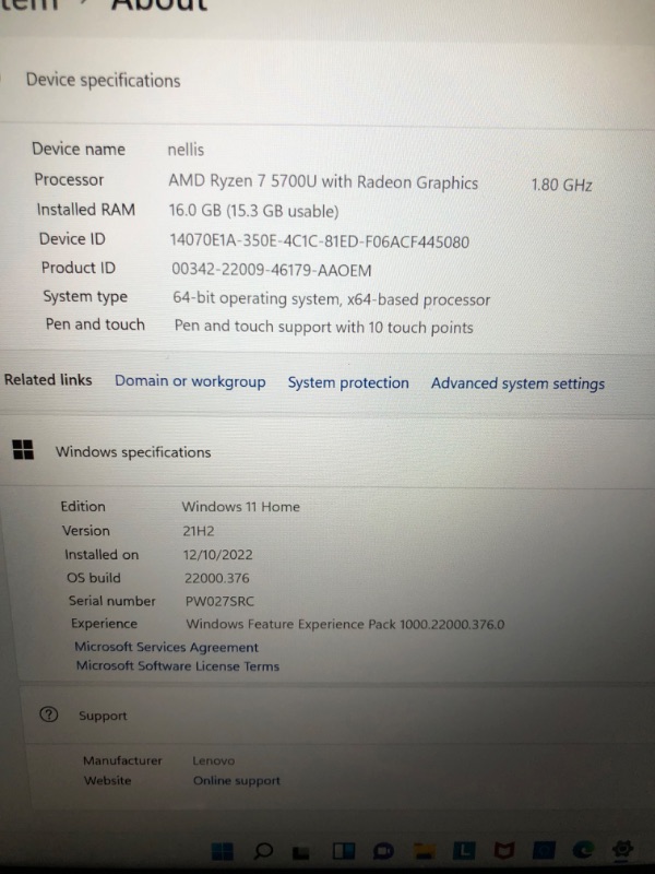 Photo 2 of Lenovo Flex 5 14" 2-in-1 Touchscreen Laptop - AMD Ryzen 7 5700U - 2240 x 1400 - Windows 11 16GB LPDDR4x 4266MHz RAM 512GB PCIe® 4.0x4 NVMe 2242 M.2 Solid State Drive 82R9000KUS