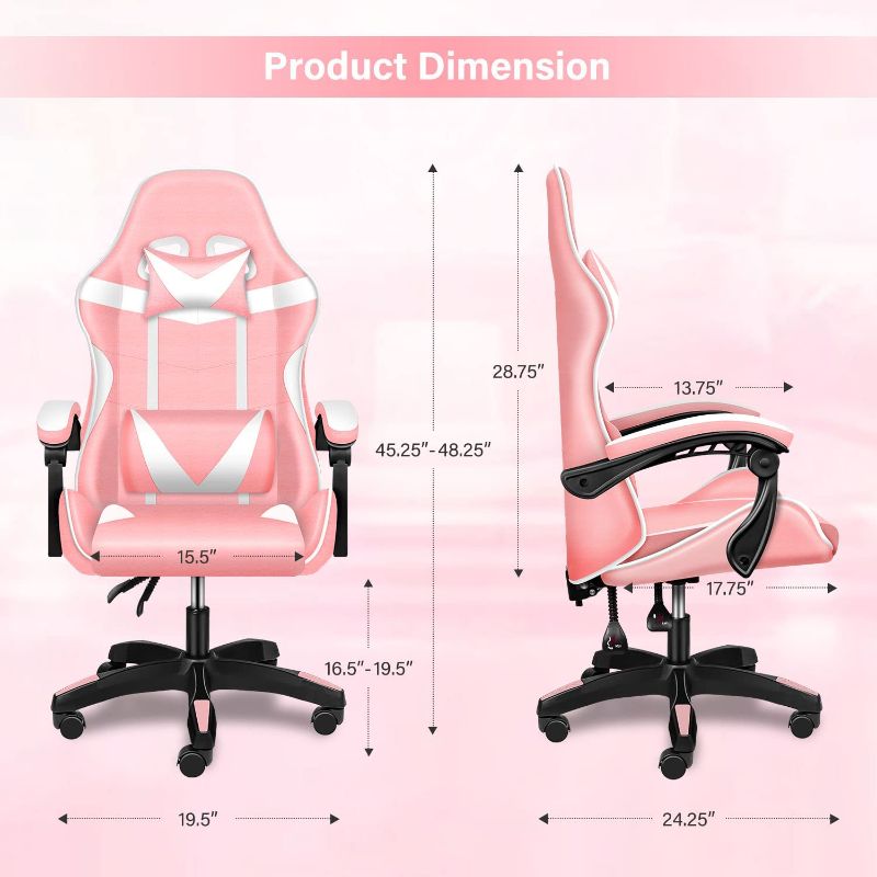 Photo 1 of ***PARTS ONLY*** YSSOA Backrest and Seat Height Adjustable Swivel Recliner Racing Office Computer Ergonomic Video Game Chair, Without footrest,440lb Capacity, Pink
