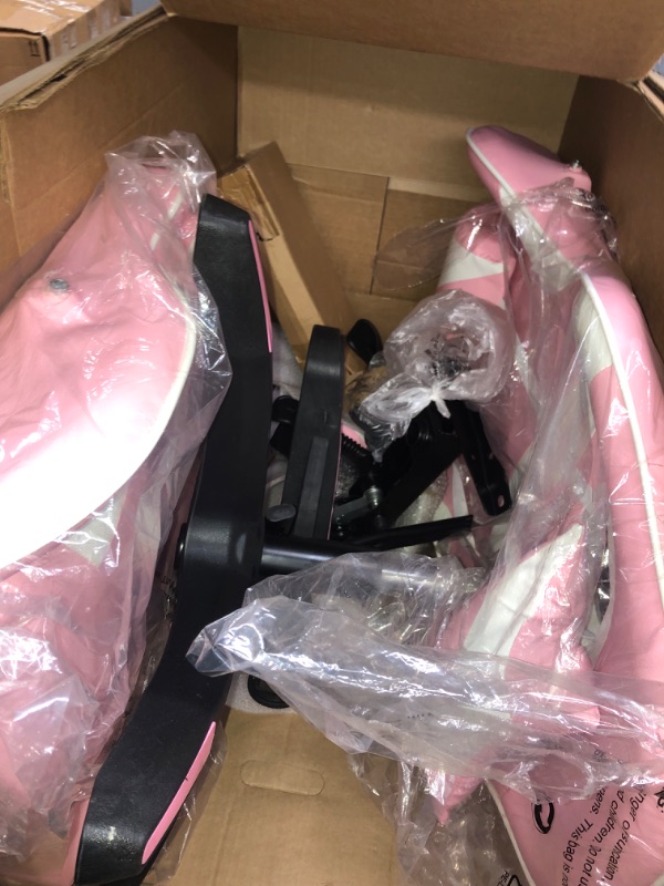 Photo 3 of YSSOA Backrest and Seat Height Adjustable Swivel Recliner Racing Office Computer Ergonomic Video Game Chair, Without footrest,440lb Capacity, Pink
