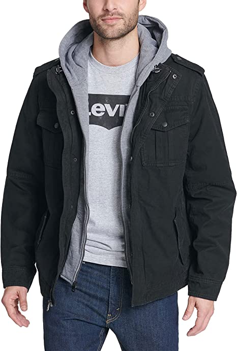 Photo 1 of Levi's® Two-Pocket Hoodie with Zip Out Jersey Bib/Hood and Sherpa Lining
