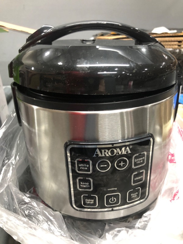 Photo 2 of Aroma Digital Rice Cooker and Food Steamer, Silver, 8 Cup 