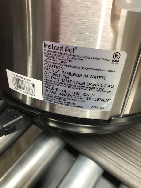 Photo 4 of *** TESTED** Instant Pot Duo Plus 6 qt 9-in-1 Slow Cooker/Pressure Cooker