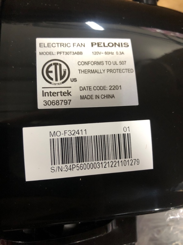 Photo 1 of Pelonis Table Fan 12-Inch Oscillating Table Fan Small Portable Electric Plug-In Desk Fan 3-Speeds Adjustable Tilt Head for Bedroom and Office Black
